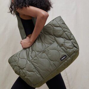 Adanola Quilted Tote Bag - Olive Green, Brand New